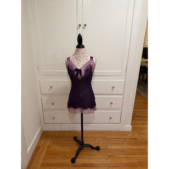Adore Me Other - Adore Me Purple Lace Trim Bow Detail Babydoll Chemise Lingerie M
